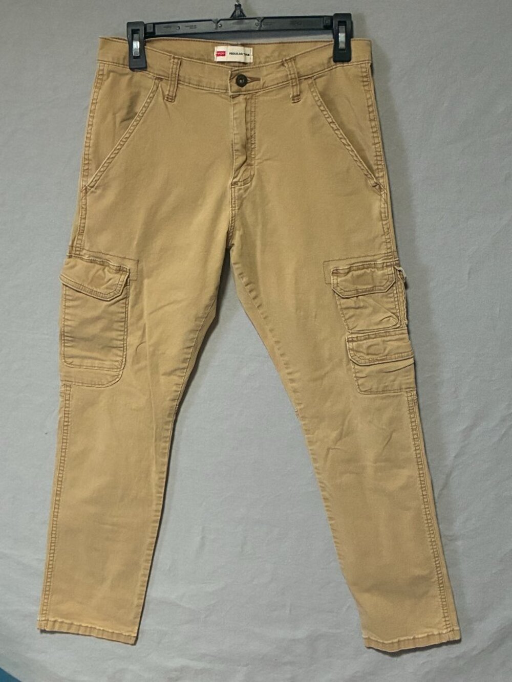 Wrangler Pants Mens 29X30 Tan Khaki Cargo Regular Taper Workwear Outdoor Utility